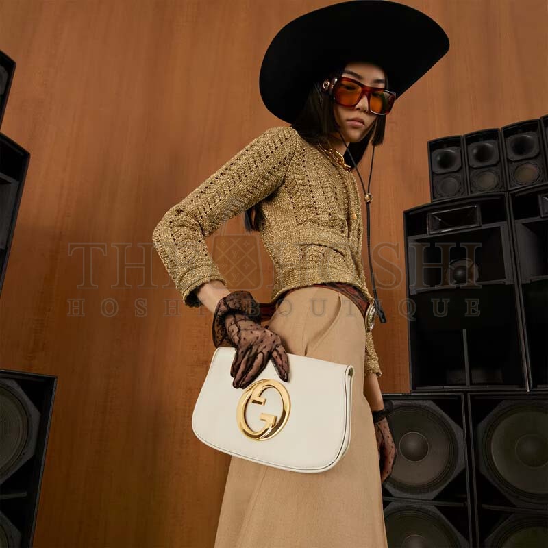 Gvc*1 Women GG Blondie Shoulder Bag White Leather Round Interlocking G Master Quality