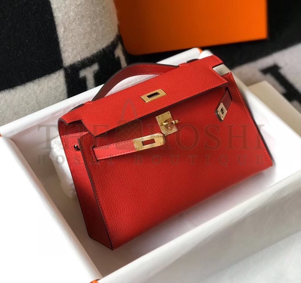 H**me5 Kelly Pochette Bag In Red Epsom Leather Master Quality