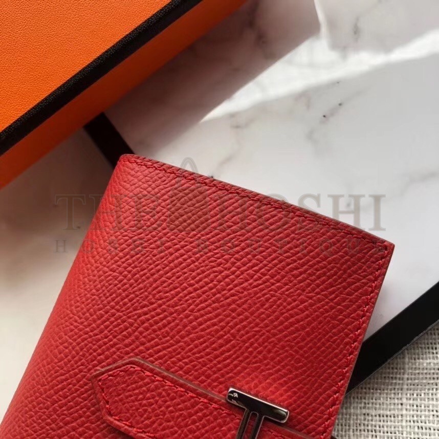 H**me5 Bearn Mini Wallet In Red Epsom Leather Master Quality