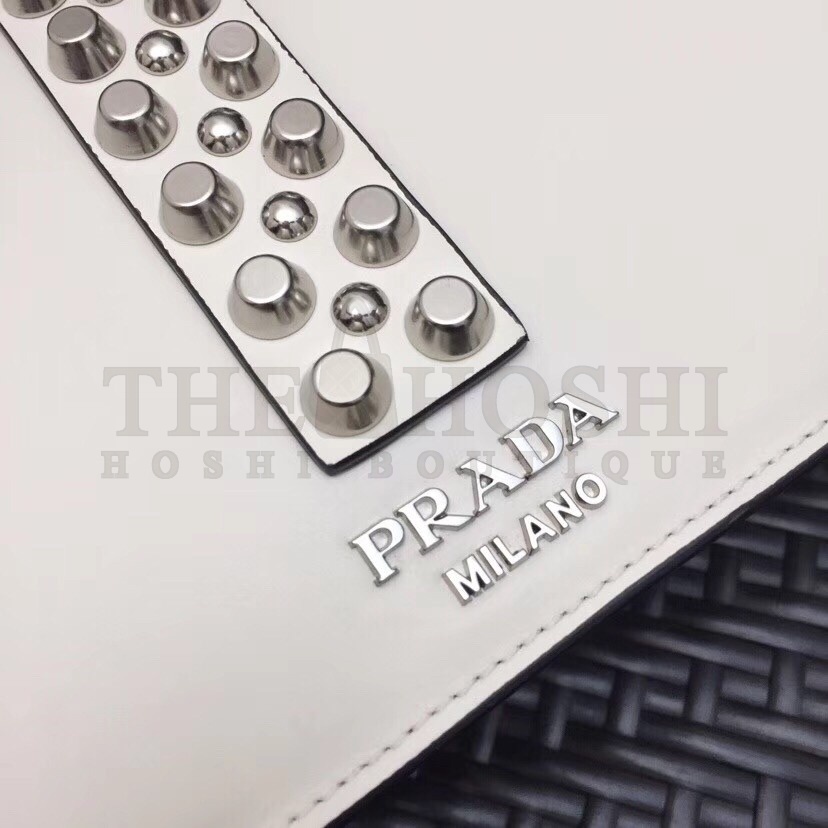 Pra*a Elektra Shoulder Bag In White Calfskin Master Quality