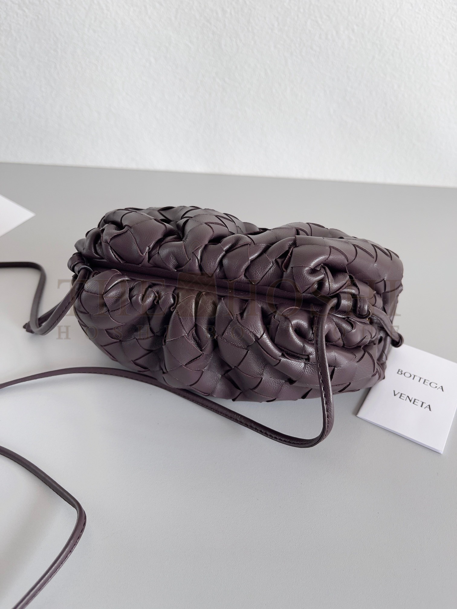 B0tt*ga Ven*ta Mini Pouch with Strap in Grape Intrecciato Lambskin Master Quality