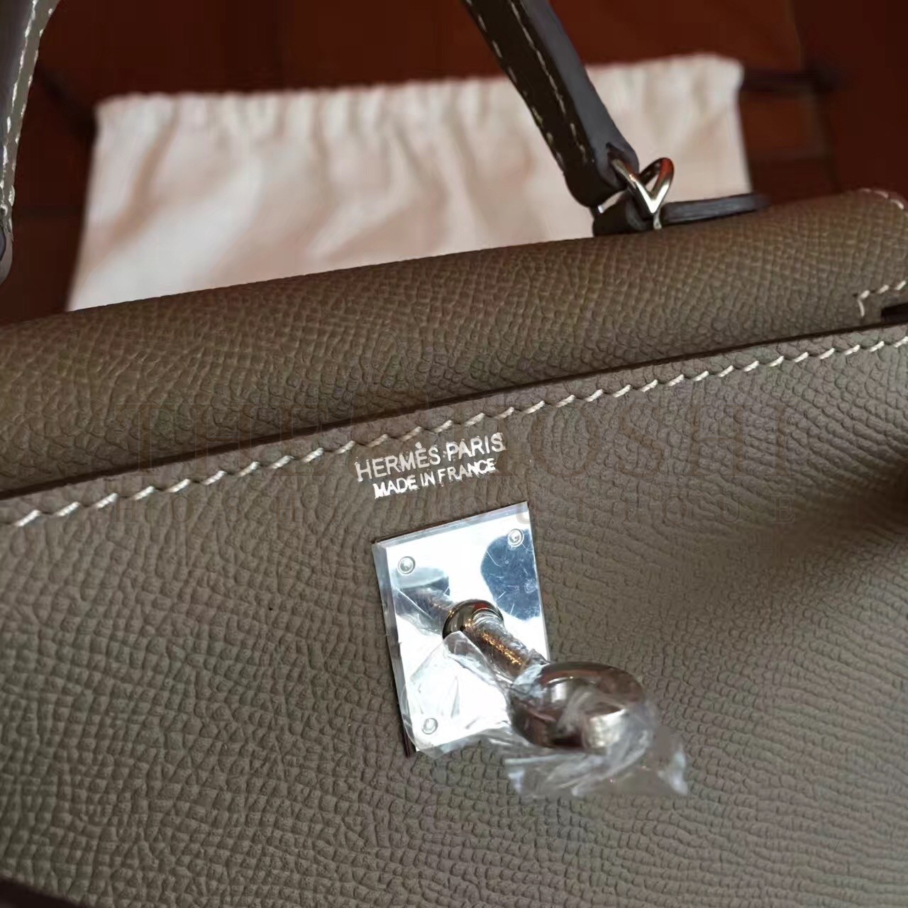 H**me5 Taupe Epsom Kelly Mini II Handmade Bag Master Quality