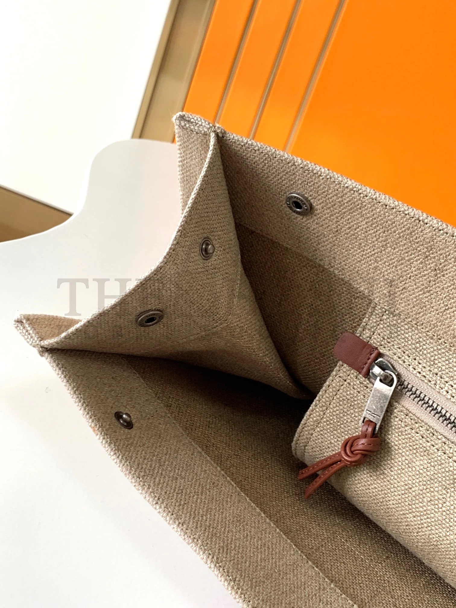 Sa1nt Lau*nt Rive Gauche Tote Bag in White Linen and Brown Leather Master Quality