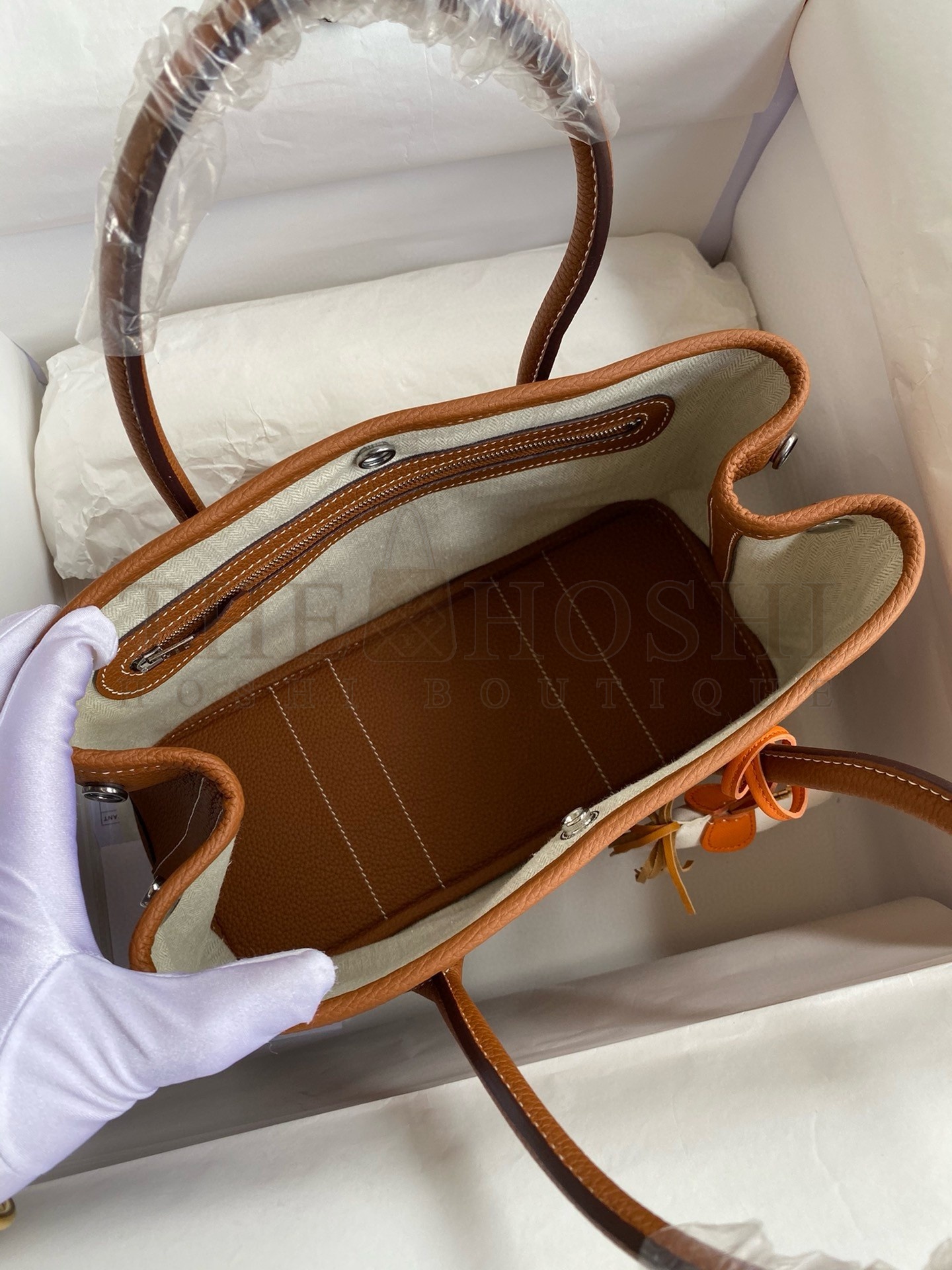 H**me5 Garden Party 30 Handmade Bag in Gold Clemence Leather Master Quality