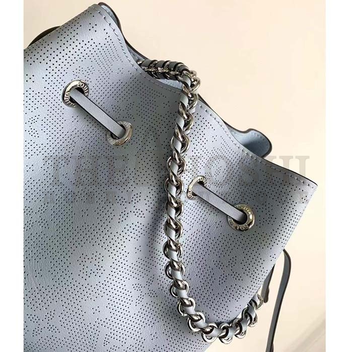 L0vis Vvtt0n LV Women Bella Bucket Bag Lilac Perforated Mahina Calfskin M22714 Master Quality