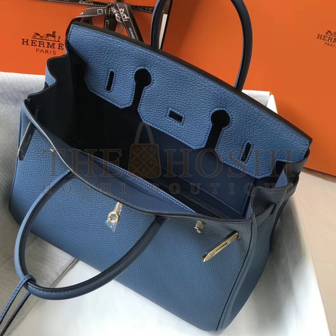 H**me5 Birkin 30 Bag in Blue Agate Clemence Leather with GHW Master Quality