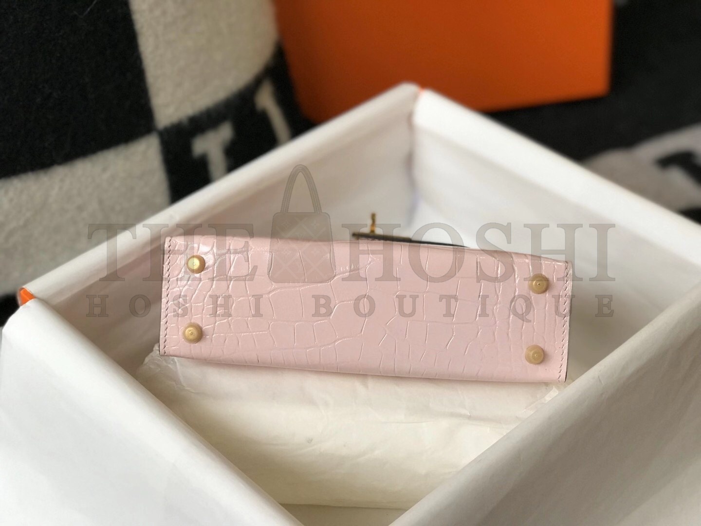 H**me5 Kelly Mini II Bag In Rose Dragee Embossed Crocodile Calfskin Master Quality