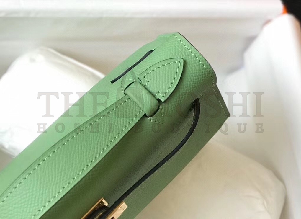 H**me5 Kelly Pochette Bag In Vert Criquet Epsom Leather Master Quality