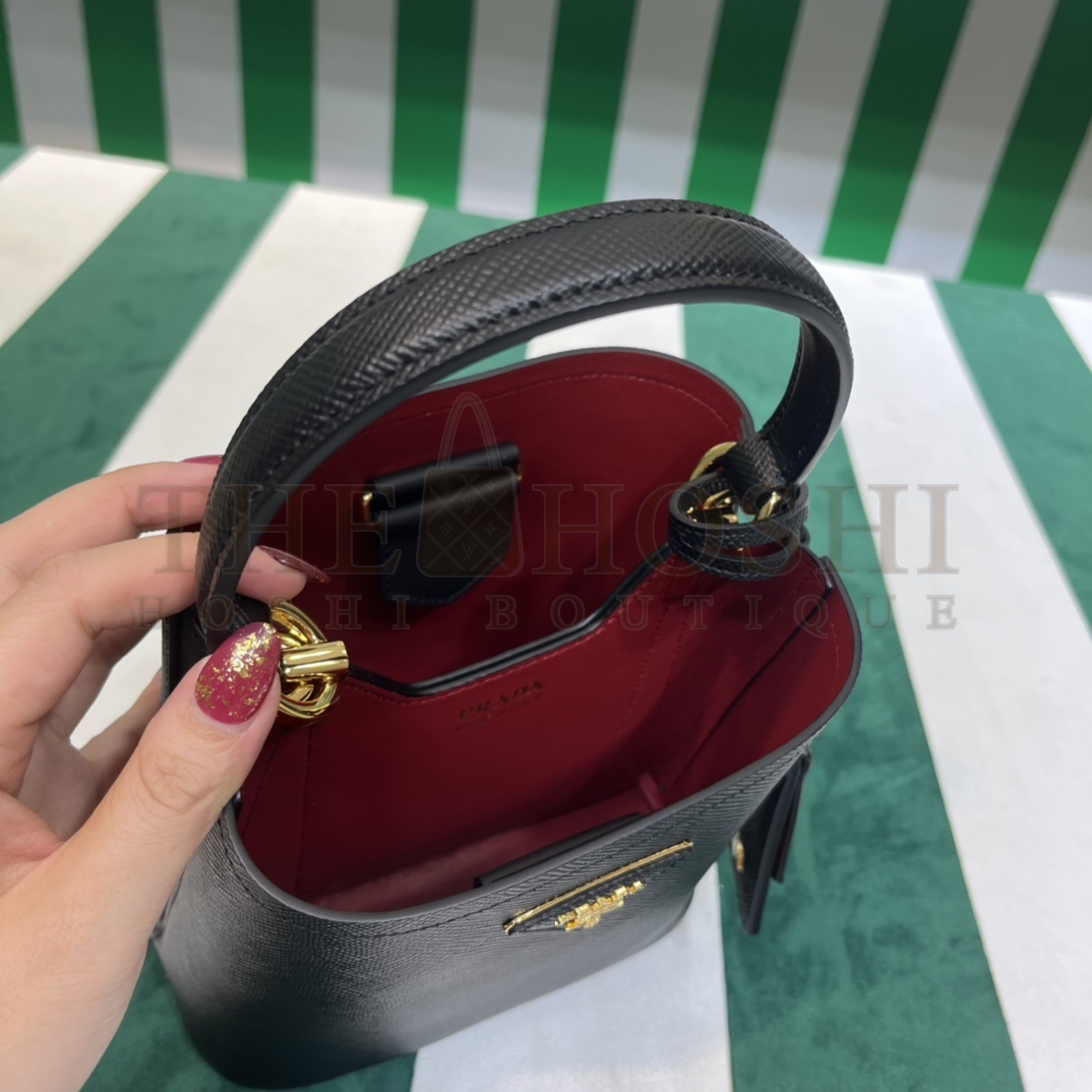 Pra*a Panier Mini Bag Black Saffiano Leather 17/18/10.5cm Master Quality