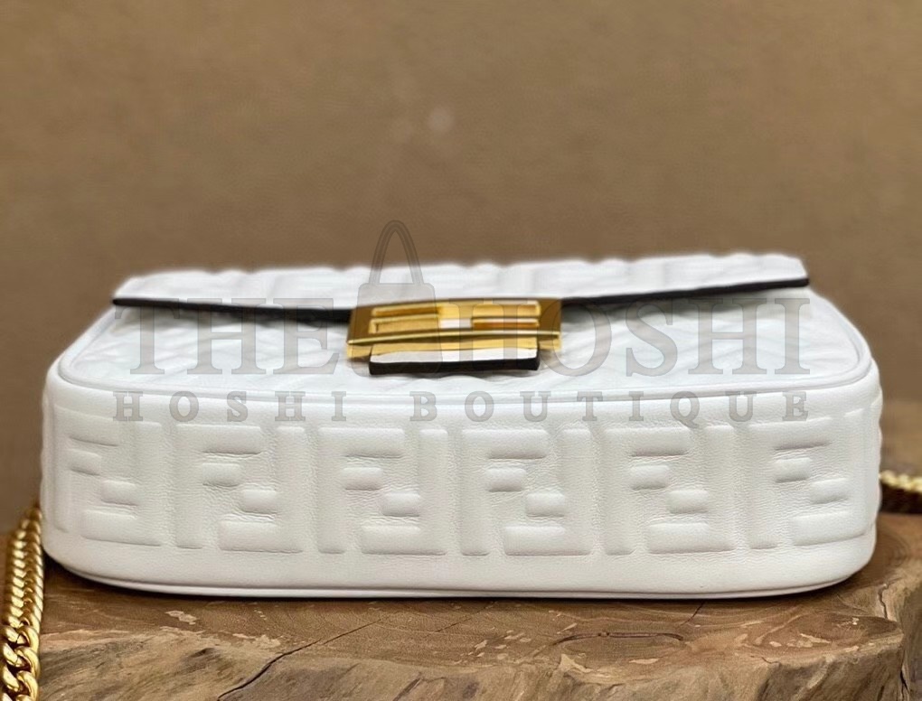 F**di Baguette Chain Midi Bag In White Nappa Leather Master Quality