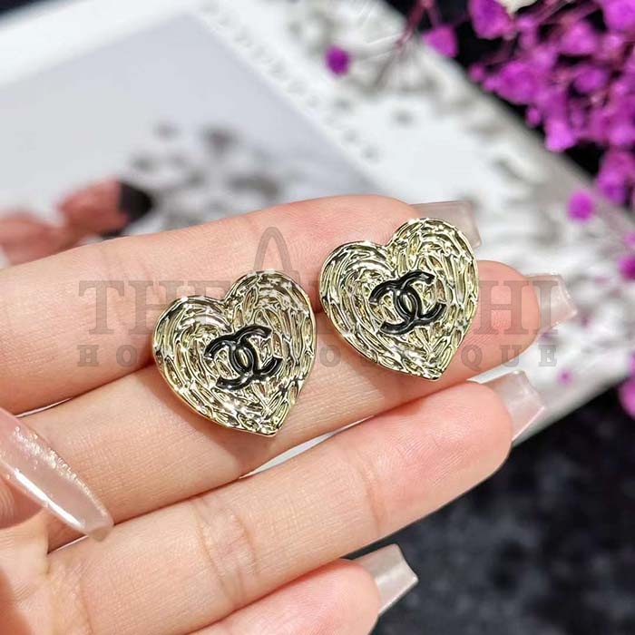 Ch**el Women CC Pendant Earrings Black Metal Strass Gold Crystal Master Quality