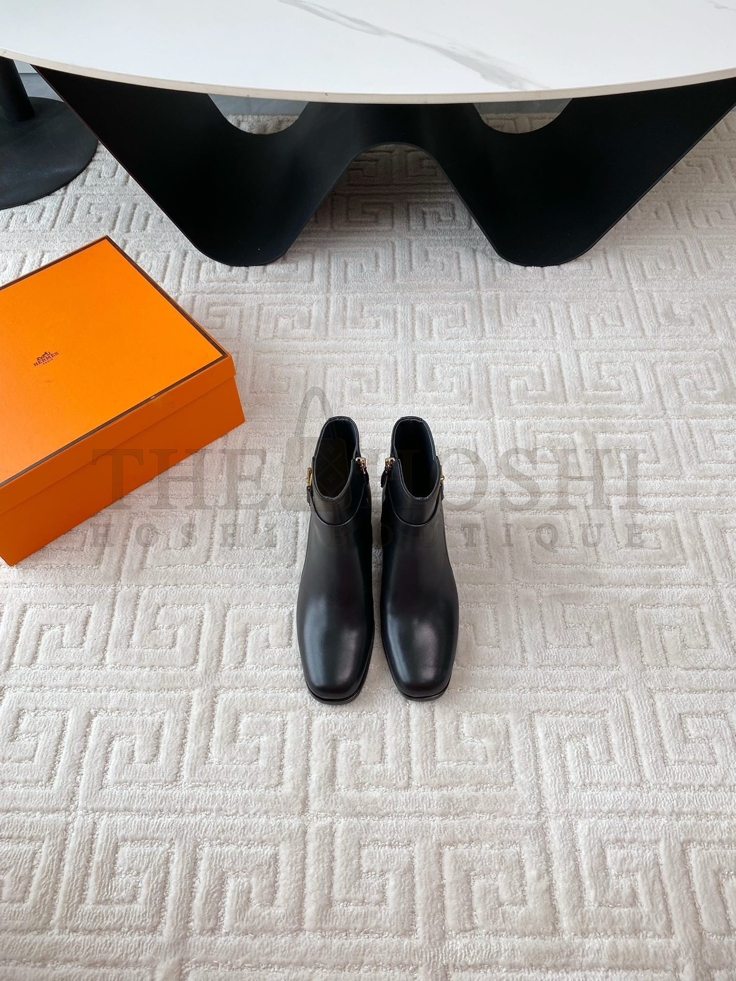 H**me5 Jill 60 Ankle Boots in Black Calfskin Master Quality