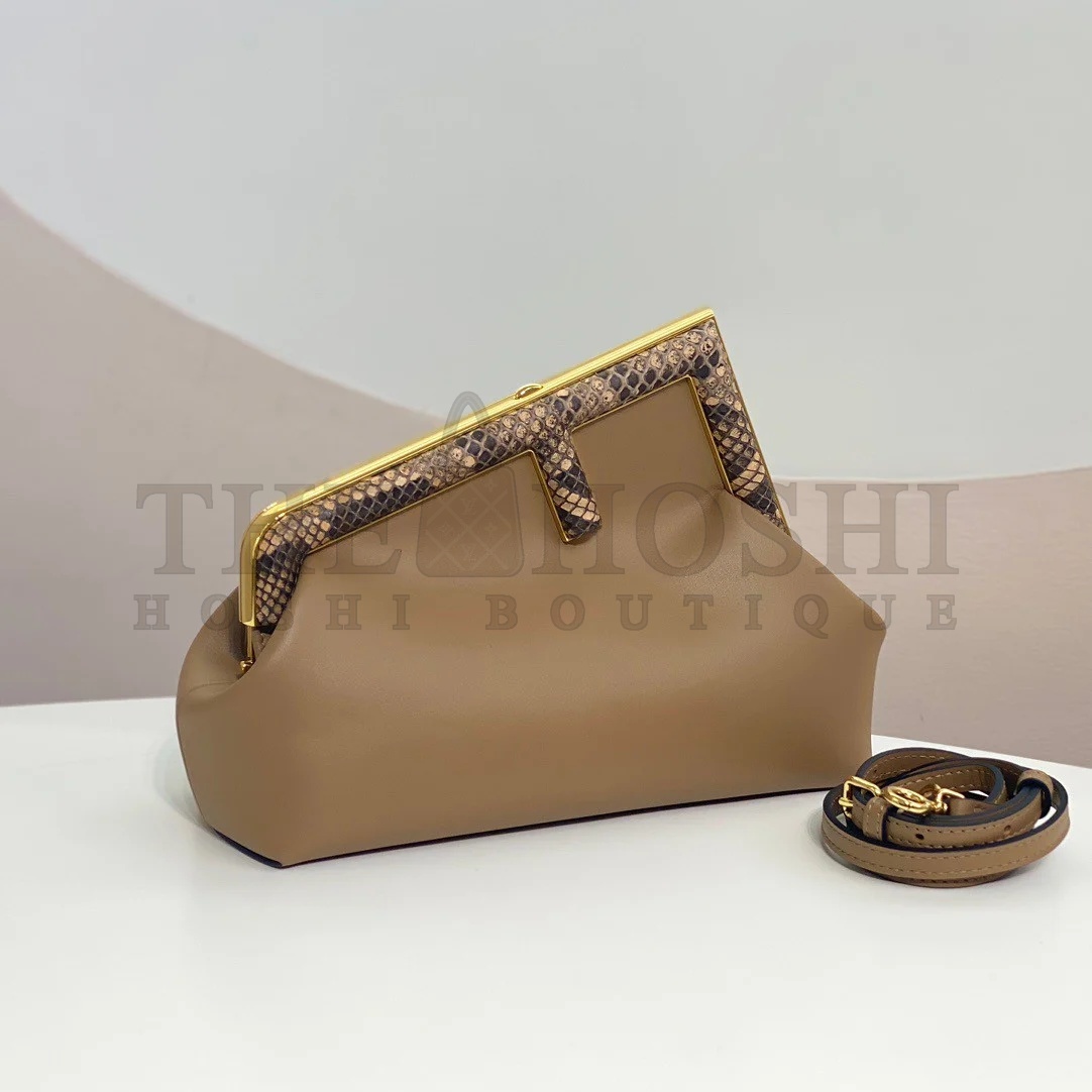 F**di First Small Bag In Light Brown Leather with Python F Master Quality