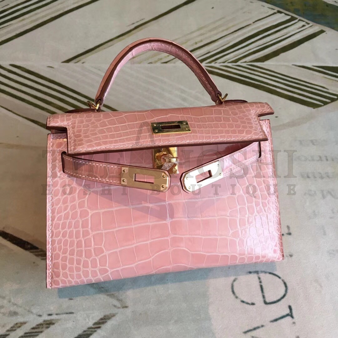 H**me5 Nude Alligator Kelly Mini II Handmade Bag Master Quality