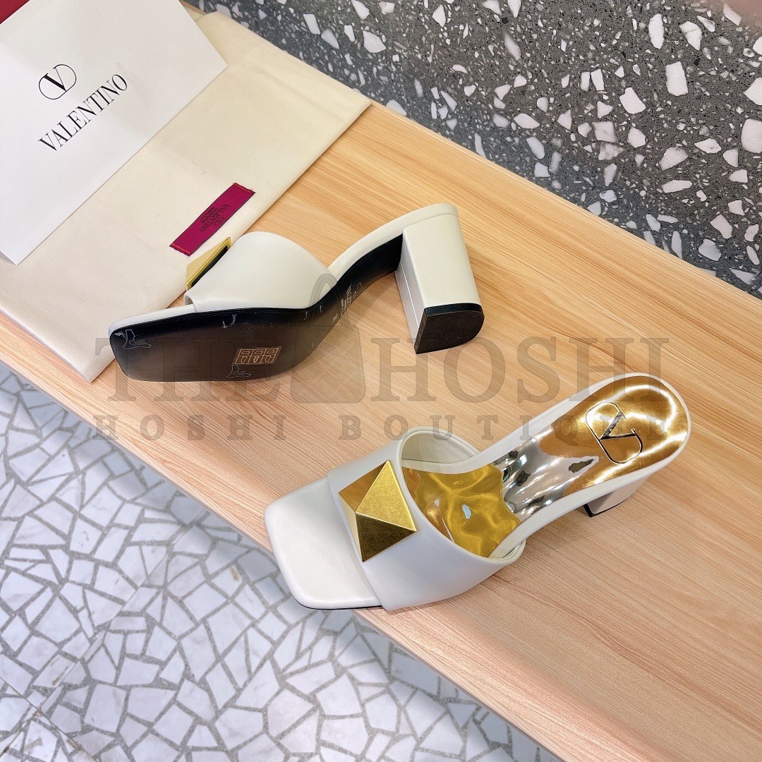 Va1e*ntin0 One Stud Slide Sandals 60mm In White Calfskin Master Quality