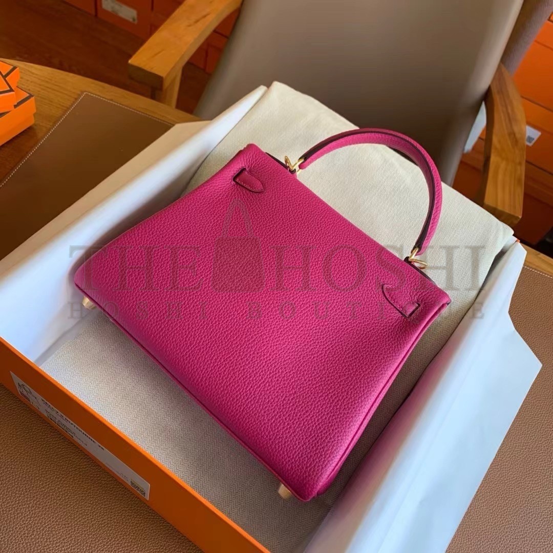 H**me5 Kelly Retourne 25 Handmade Bag In Rose Purple Clemence Leather Master Quality