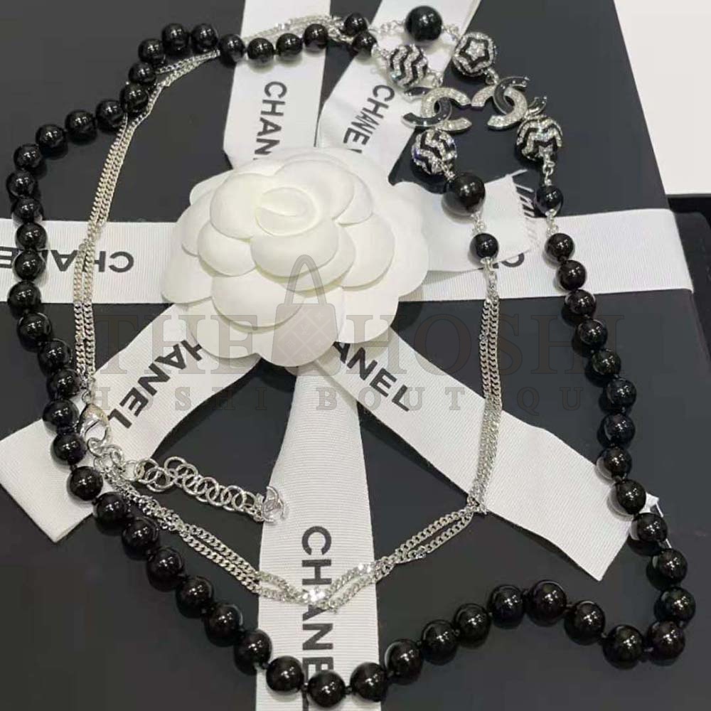 Ch**el Women Long Necklace in Metal Glass Pearls and Strass Master Quality