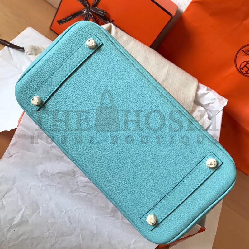 H**me5 Blue Atoll Birkin 30cm Clemence Handmade Bag Master Quality