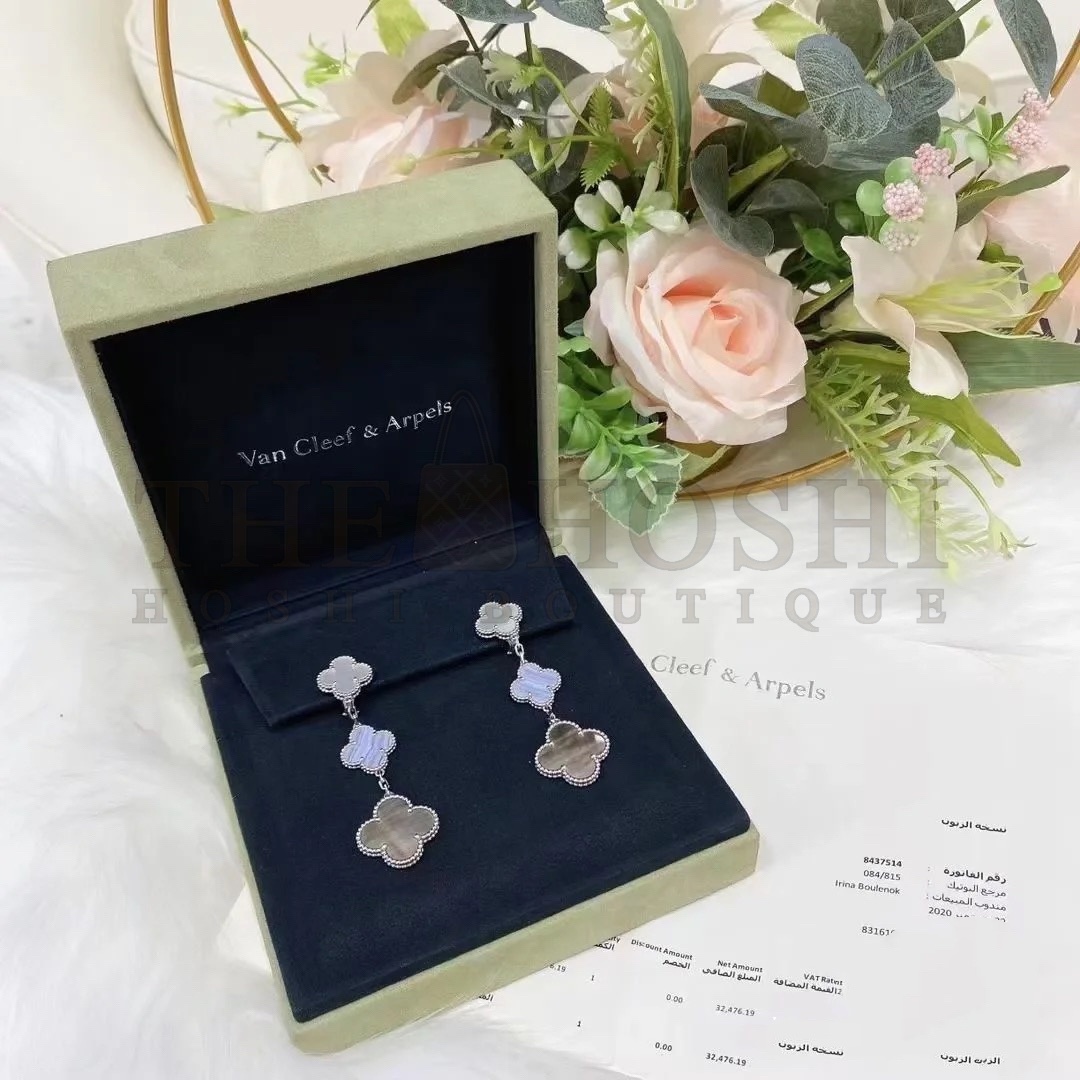 V*n Cl**f & Arpels Magic Alhambra earrings, 3 motifs Master Quality