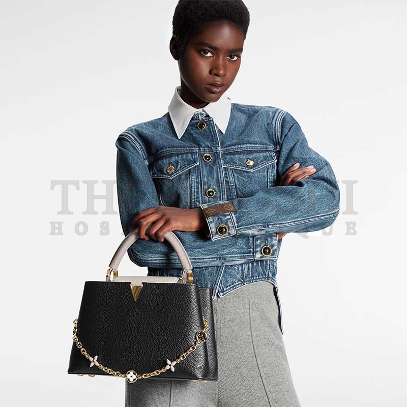 L0vis Vvtt0n LV Women Capucines MM Handbag Black Gray Taurillon Leather Master Quality