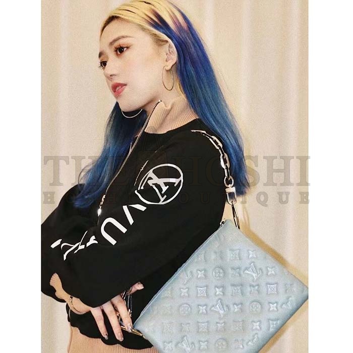 L0vis Vvtt0n LV Women Coussin PM Handbag Ice Blue Lambskin Cowhide Leather Master Quality
