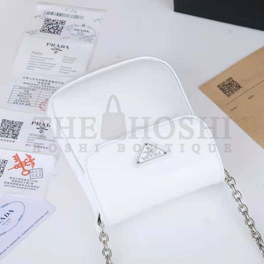 Pra*a Women Brushed Leather Mini-Bag-White Master Quality