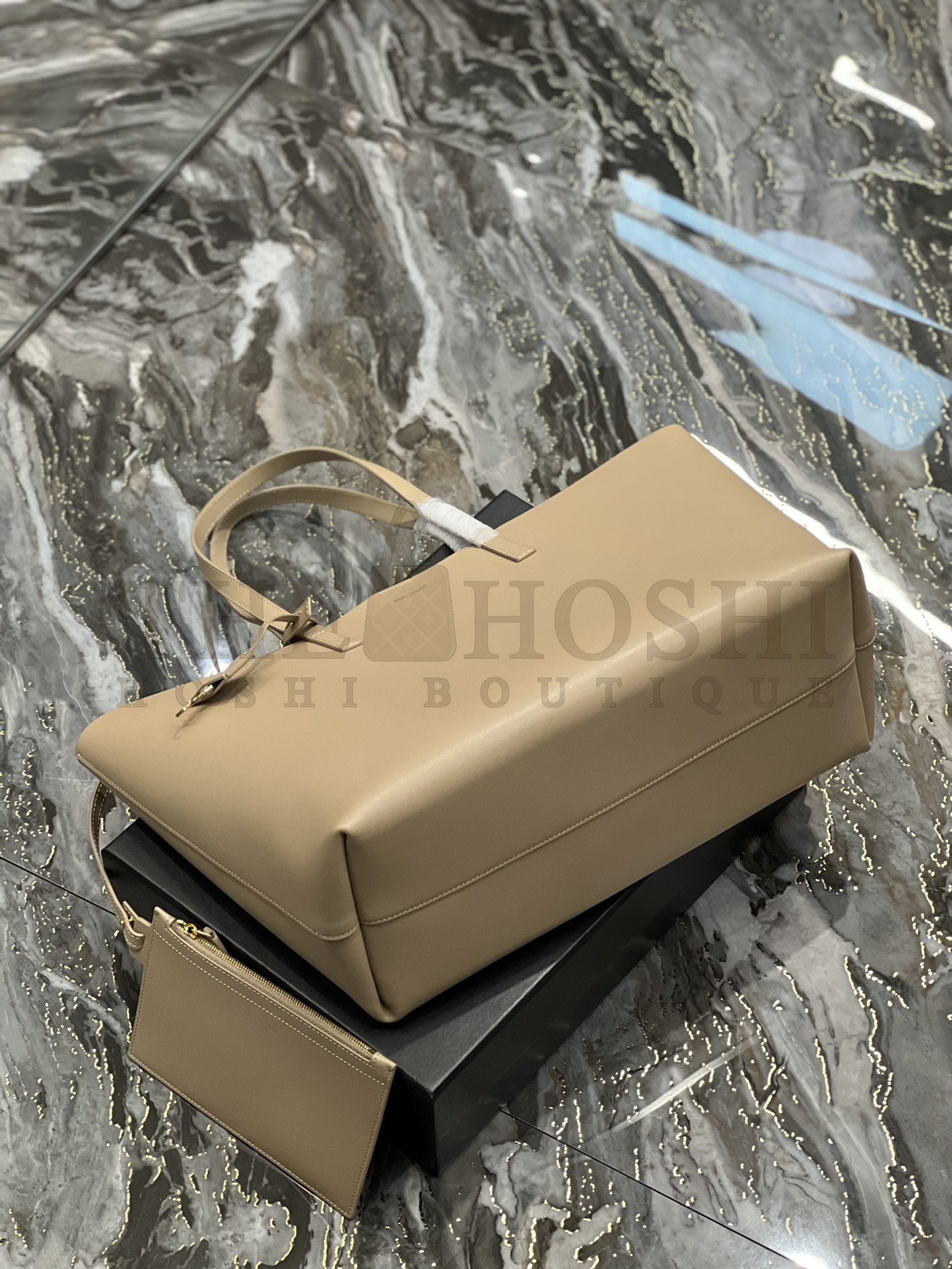 Sa1nt Lau*nt Y51 Women Shopping Sa1nt Lau*nt Tote Black Leather and light brown 38×28×13cm Master Quality