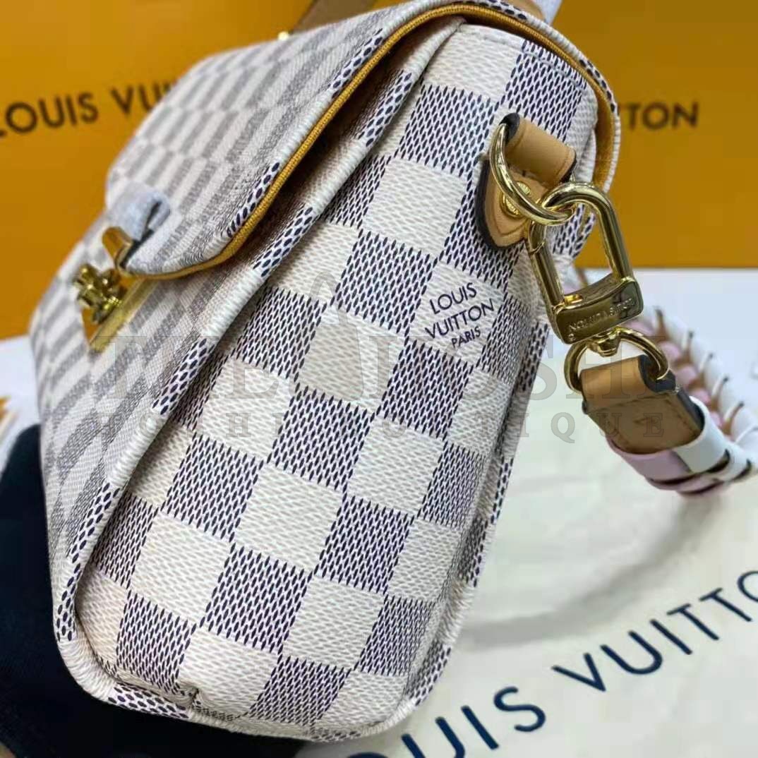L0vis Vvtt0n LV Women Croisette Hand Bag Pink Damier Azur Coated Canvas Master Quality
