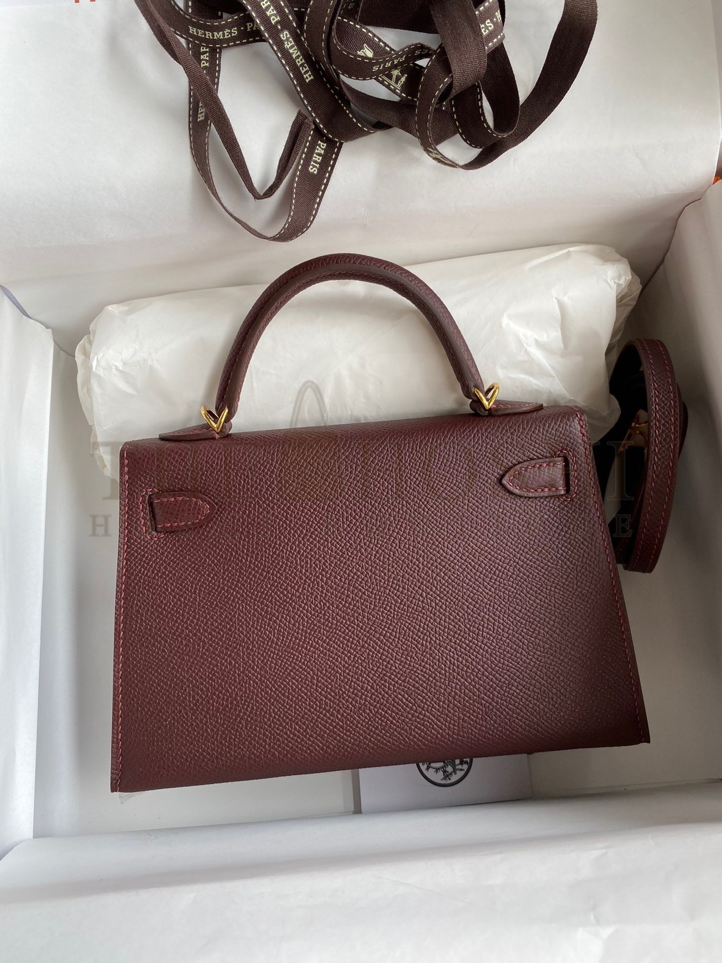 H**me5 Kelly Mini II Sellier Handmade Bag In Bordeaux Epsom Calfskin Master Quality