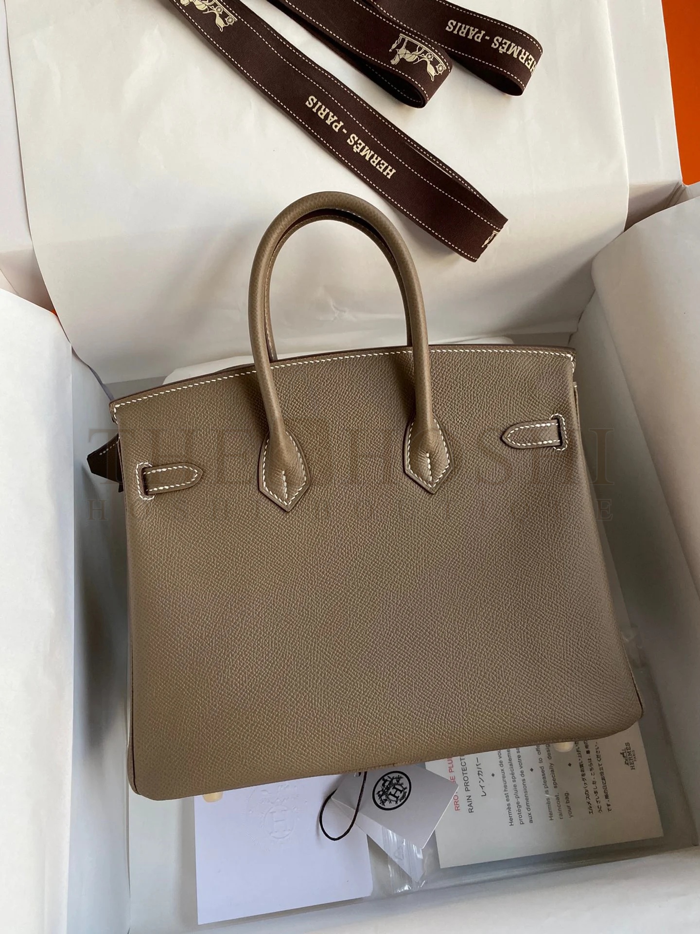H**me5 Birkin 25 Retourne Handmade Bag In Taupe Epsom Calfskin Master Quality