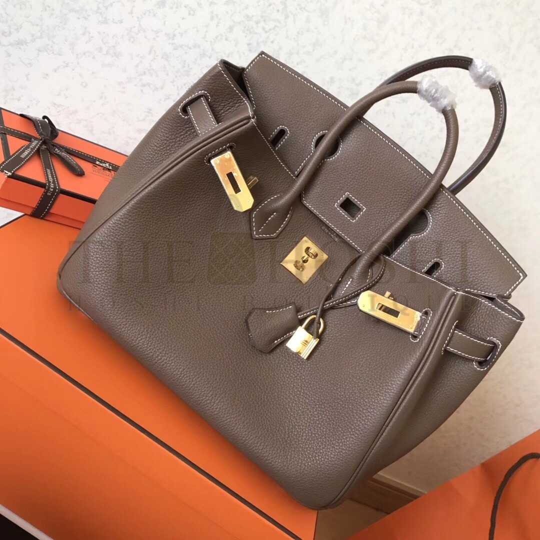 H**me5 Taupe Birkin 30cm Clemence Handmade Bag Master Quality