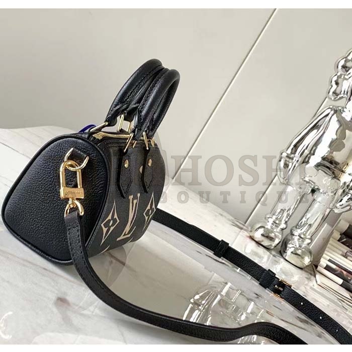 L0vis Vvtt0n LV Women Nano Speedy Bag Black Beige Monogram Empreinte Embossed S*pple Grained Cowhide Leather Master Quality