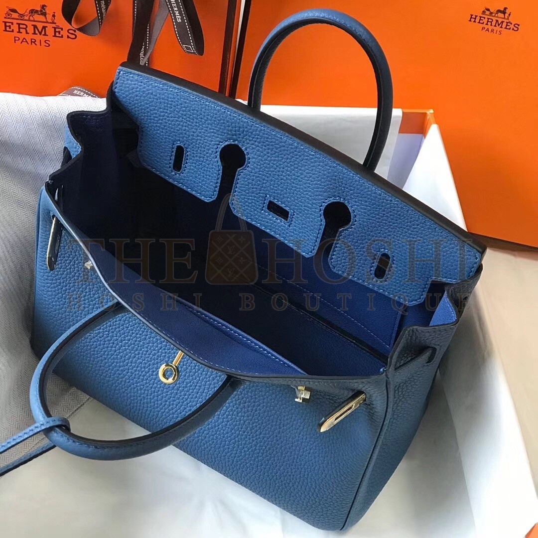 H**me5 Birkin 25cm Bag In Blue Agate Clemence Leather Master Quality