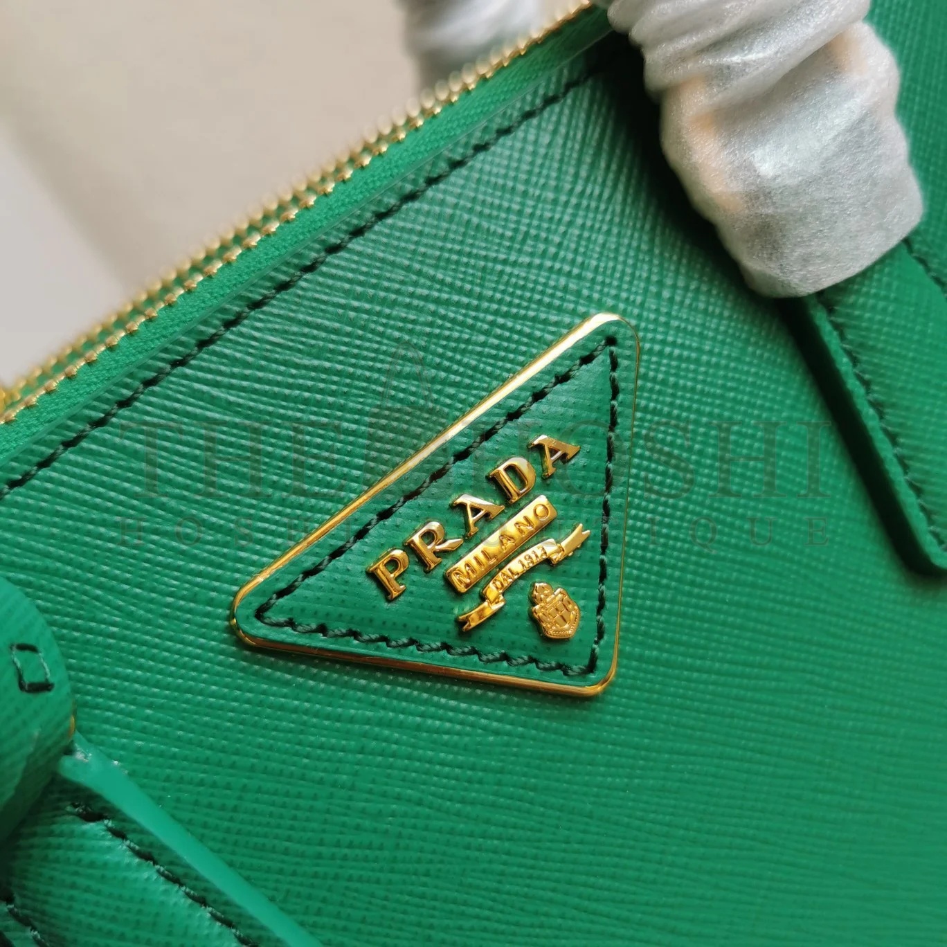 Pra*a Mini Galleria Bag In Green Saffiano Leather Master Quality