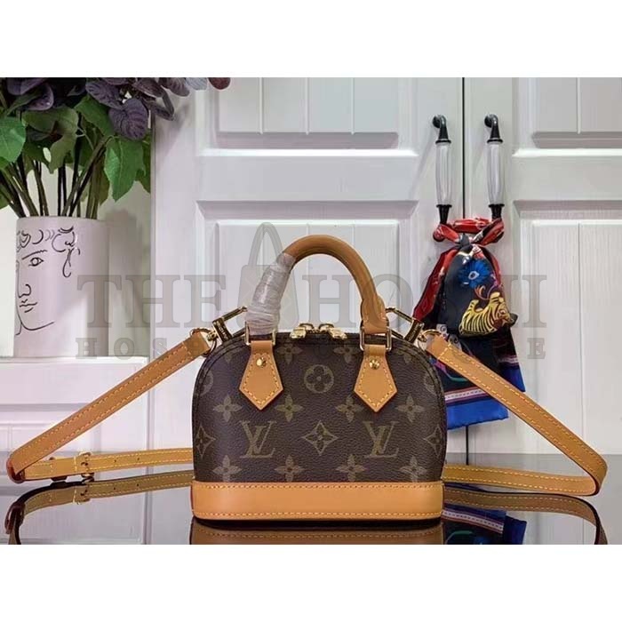 L0vis Vvtt0n LV Women Nano Alma Handbag Monogram Coated Canvas Natural Cowhide Leather Master Quality