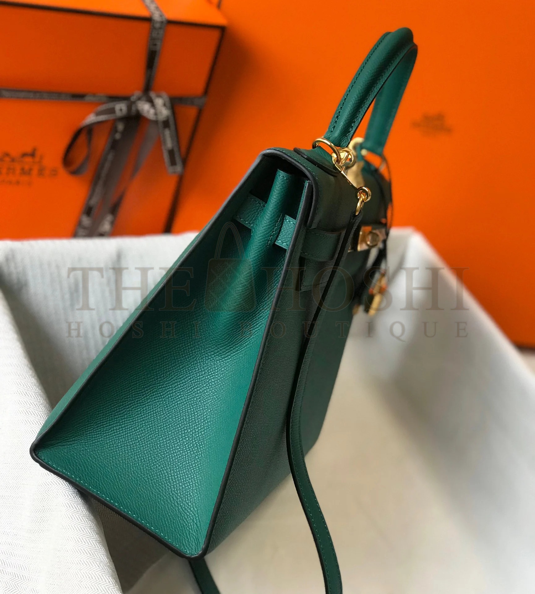 H**me5 Kelly 32cm Sellier Bag in Malachite Epsom Calfskin GHW Master Quality