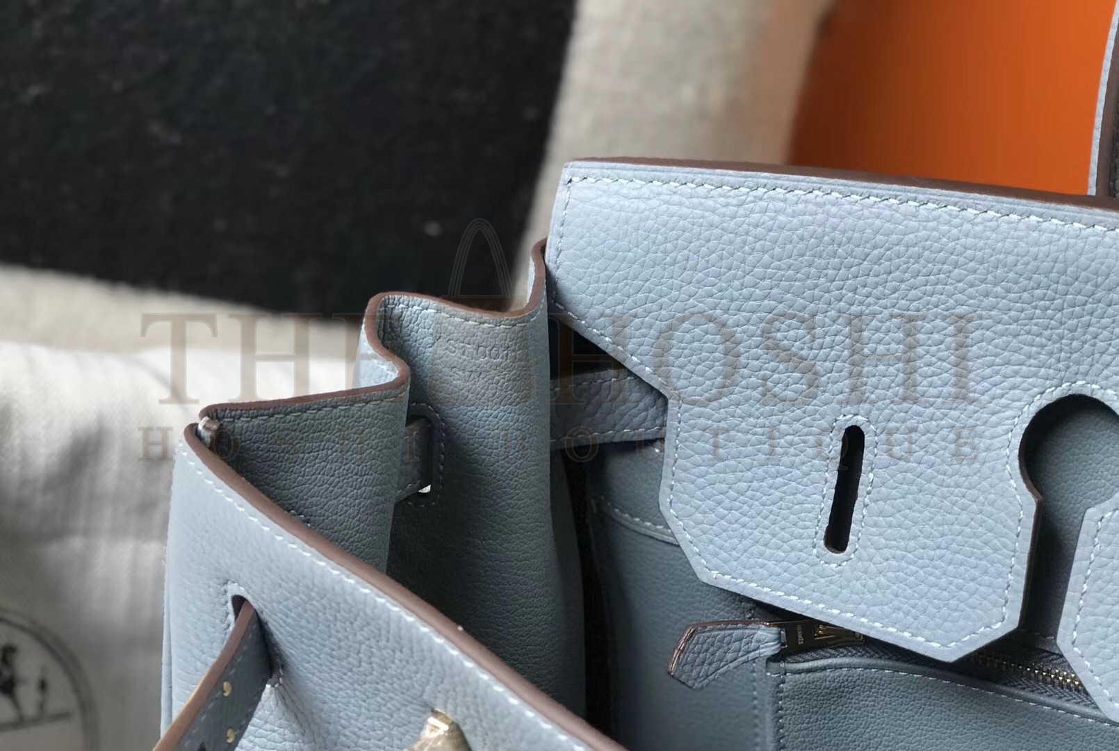 H**me5 Birkin 30 Bag in Blue Lin Clemence Leather with GHW Master Quality