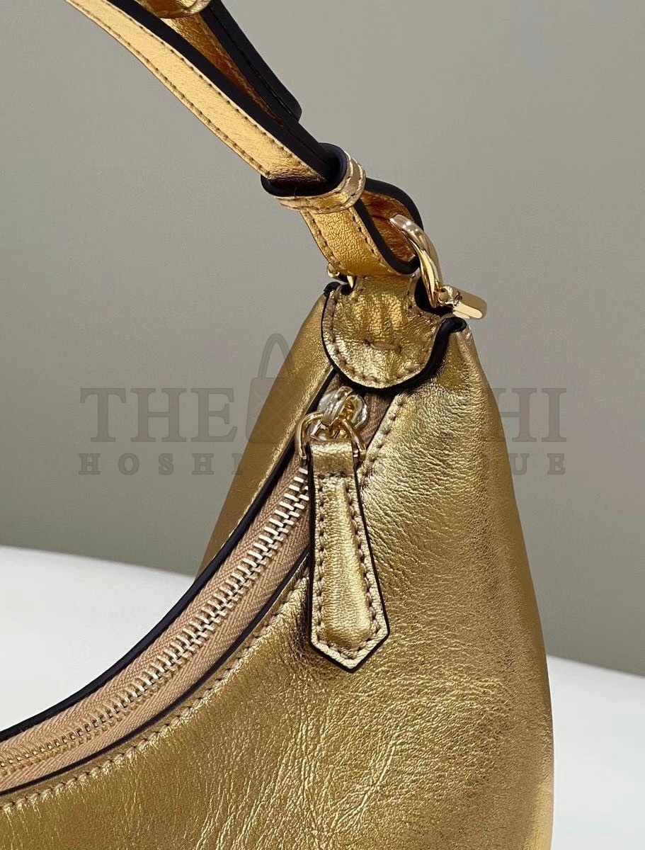 F**di F**digraphy Small Hobo Bag In Gold Metallic Leather Master Quality