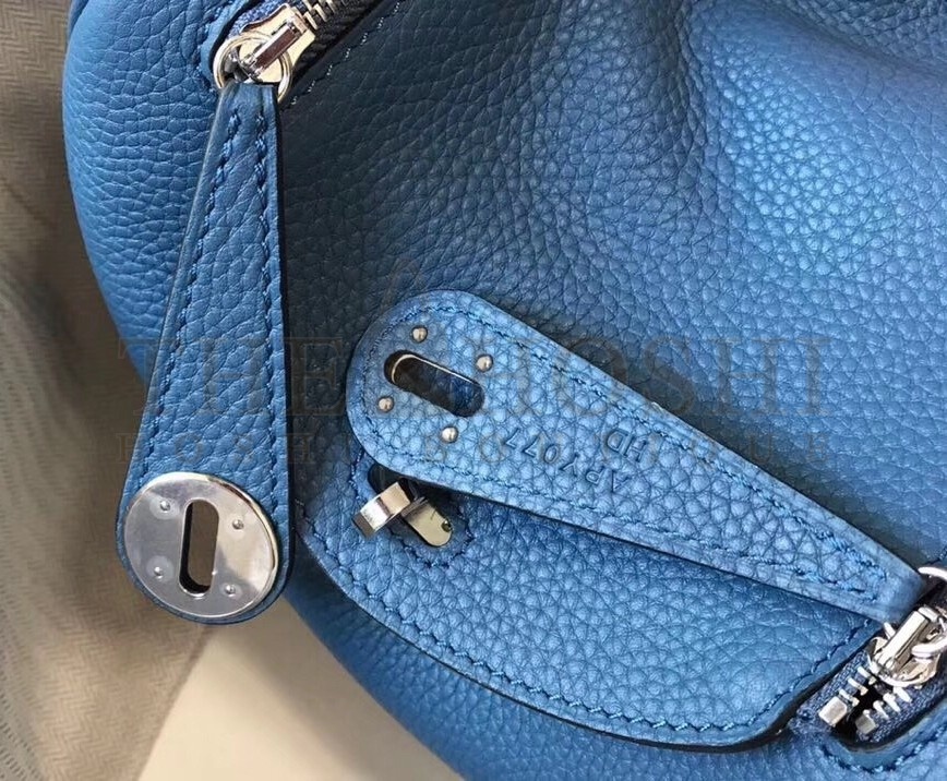 H**me5 Mini Lindy Bag In Blue Agate Clemence Leather Master Quality