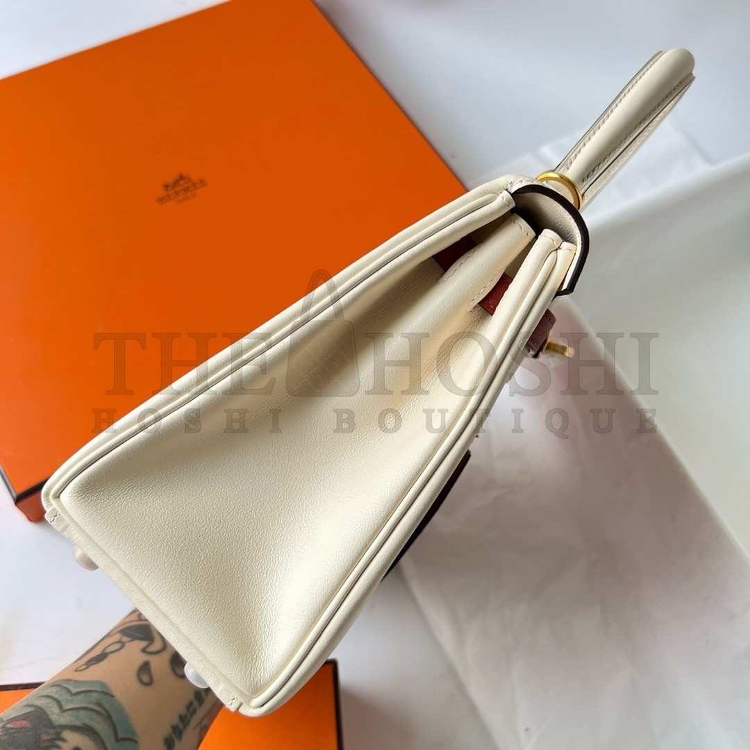 H**me5 Kelly Colormatic 25 Handmade Bag in Nata Swifit Leather Master Quality