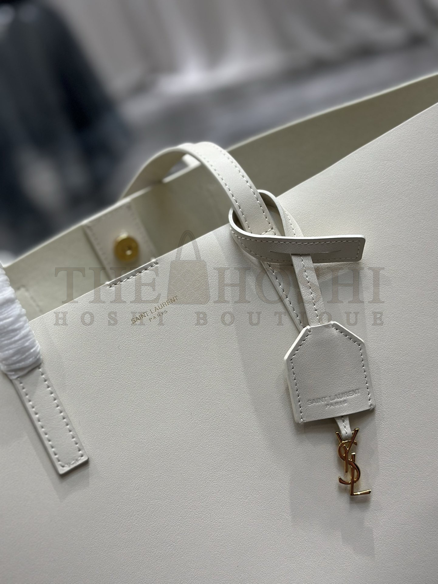 Sa1nt Lau*nt Shopping Tote Bag in White Leather Master Quality