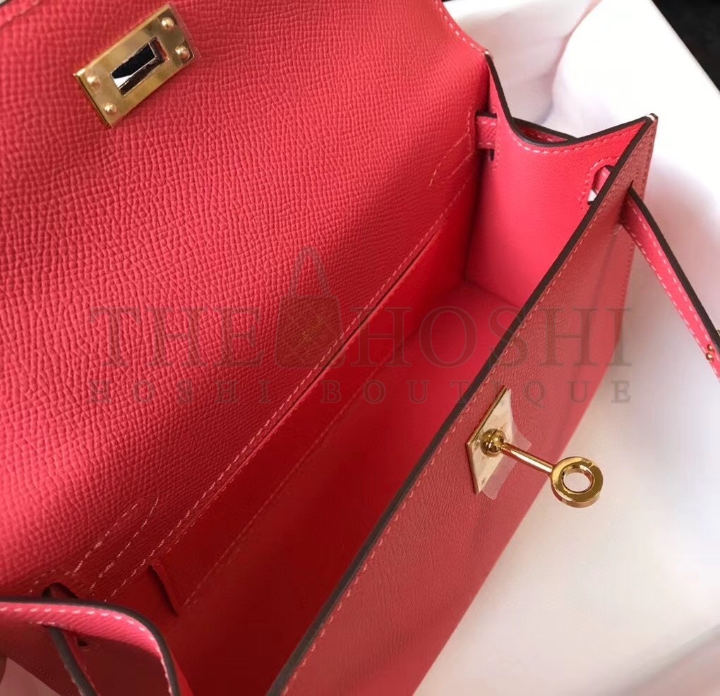 H**me5 Kelly Pochette Bag In Rose Lipstick Epsom Leather Master Quality