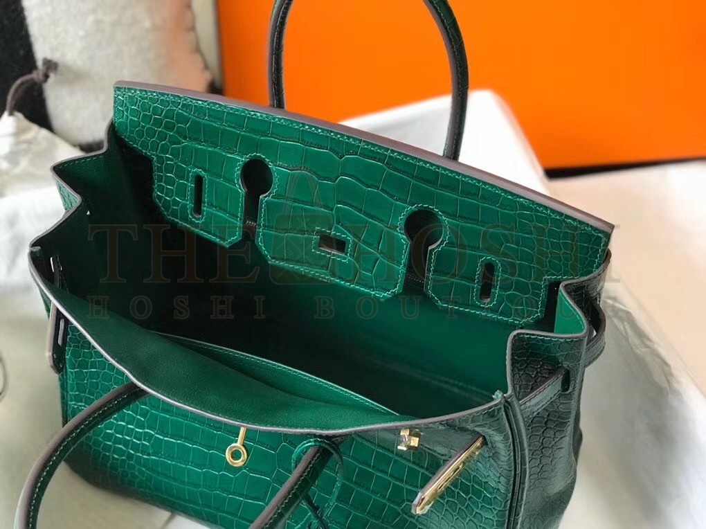 H**me5 Birkin 30cm Bag In Green Embossed Crocodile Leather Master Quality