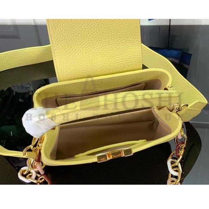 L0vis Vvtt0n LV Women Capucines Mini Handbag Yellow Taurillon Cowhide Leather Master Quality