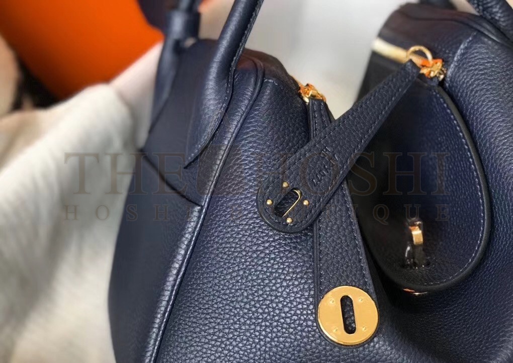 H**me5 Lindy 30cm Bag In Navy Blue Clemence Leather Master Quality