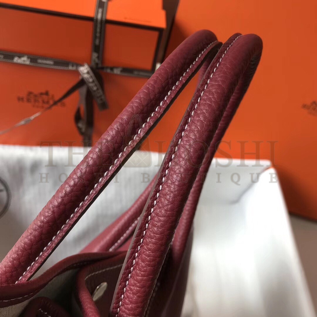 H**me5 Garden Party 30 Bag In Bordeaux Clemence Leather Master Quality