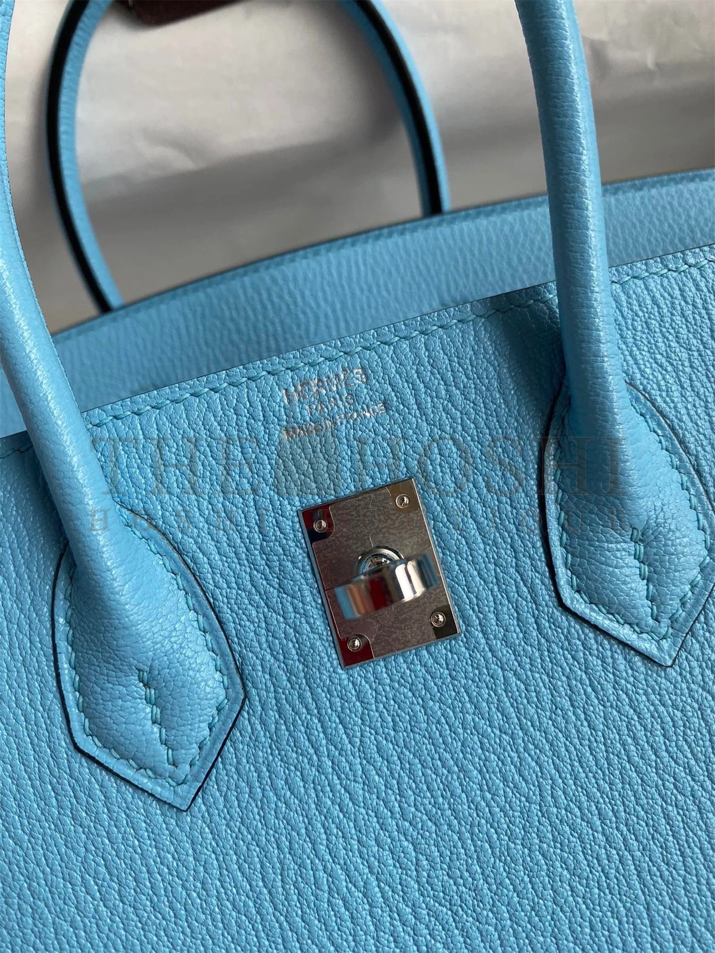 H**me5 Birkin 25 Retourne Handmade Bag In Blue Aztec Chevre Mysore Leather Master Quality