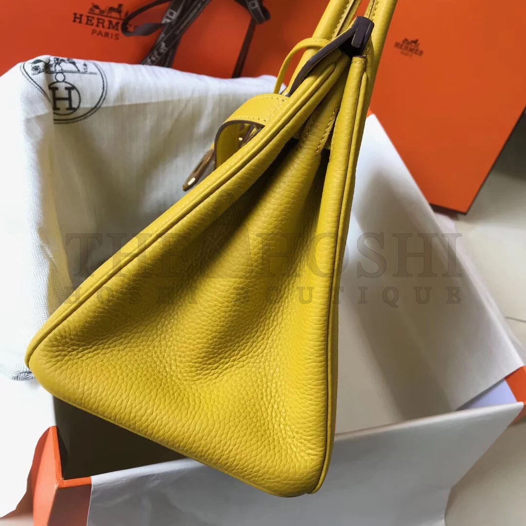 H**me5 Birkin 30 Bag in Yellow Clemence Leather with GHW Master Quality