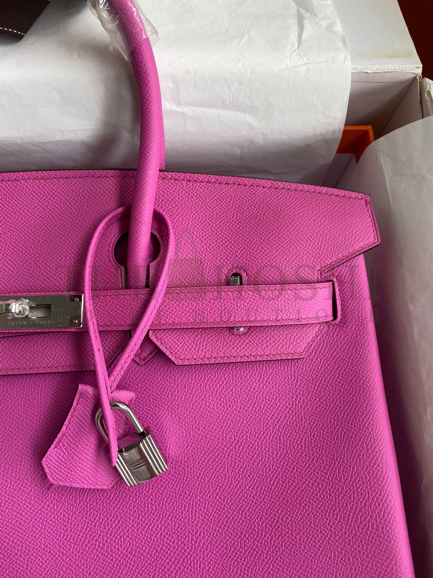 H**me5 Birkin 35 Retourne Handmade Bag in Rose Magnolia Epsom Calfskin Master Quality