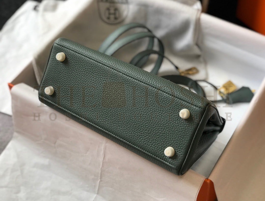 H**me5 Kelly 28cm Retourne Bag in Vert Amande Clemence Leather GHW Master Quality
